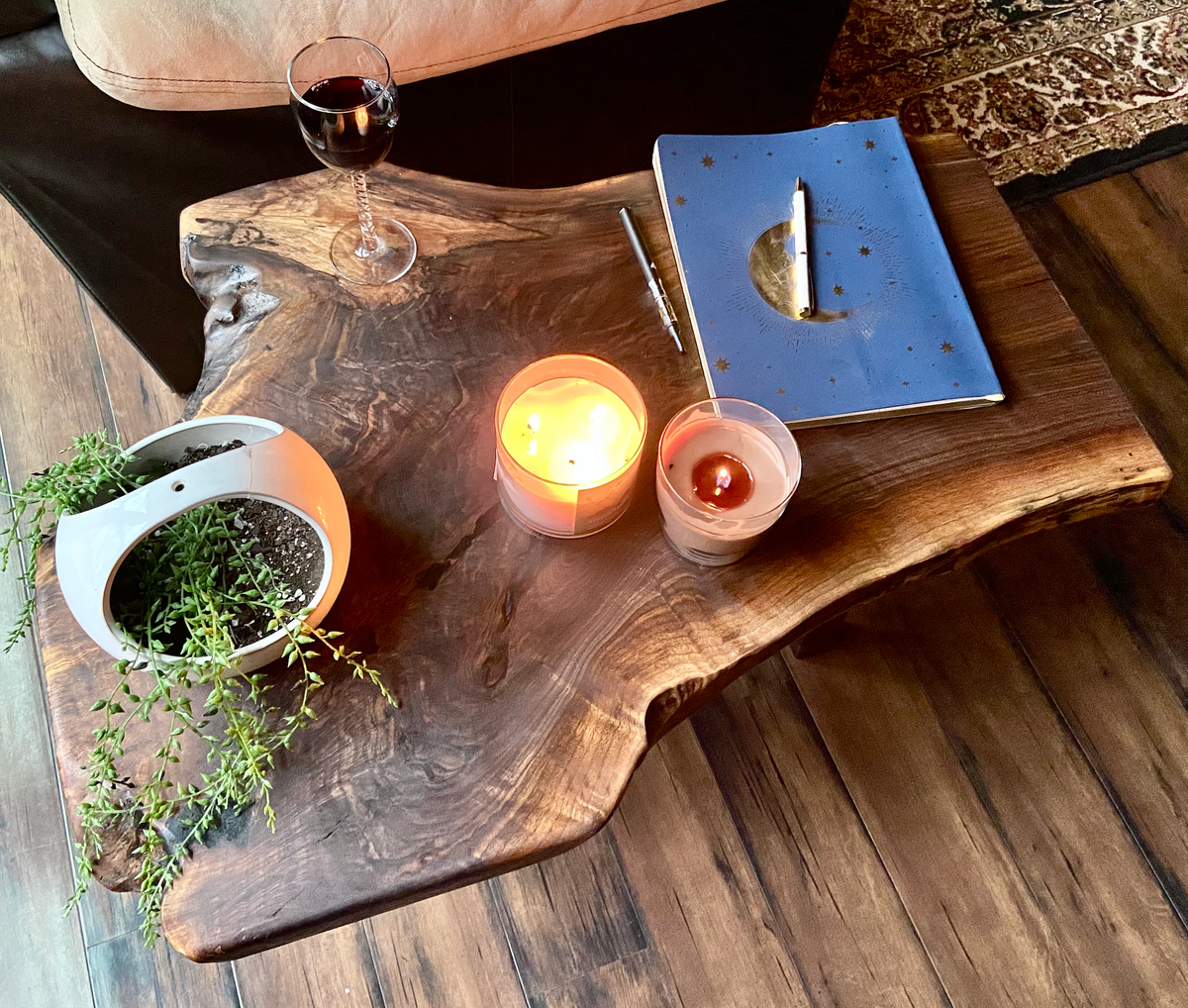 Natural Forked Live Edge Walnut Coffee Table*Natural Edge Walnut Coffee Table*Contemporary Rustic Raw Edge Walnut Coffee Table*Black Walnut