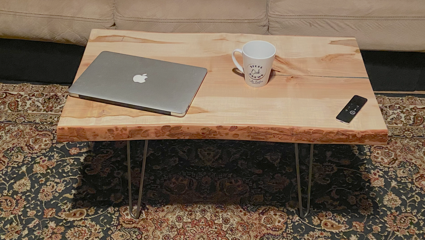 live edge ambrosia maple hardwood maple maple live edge lighter color wood coffee table or end table
