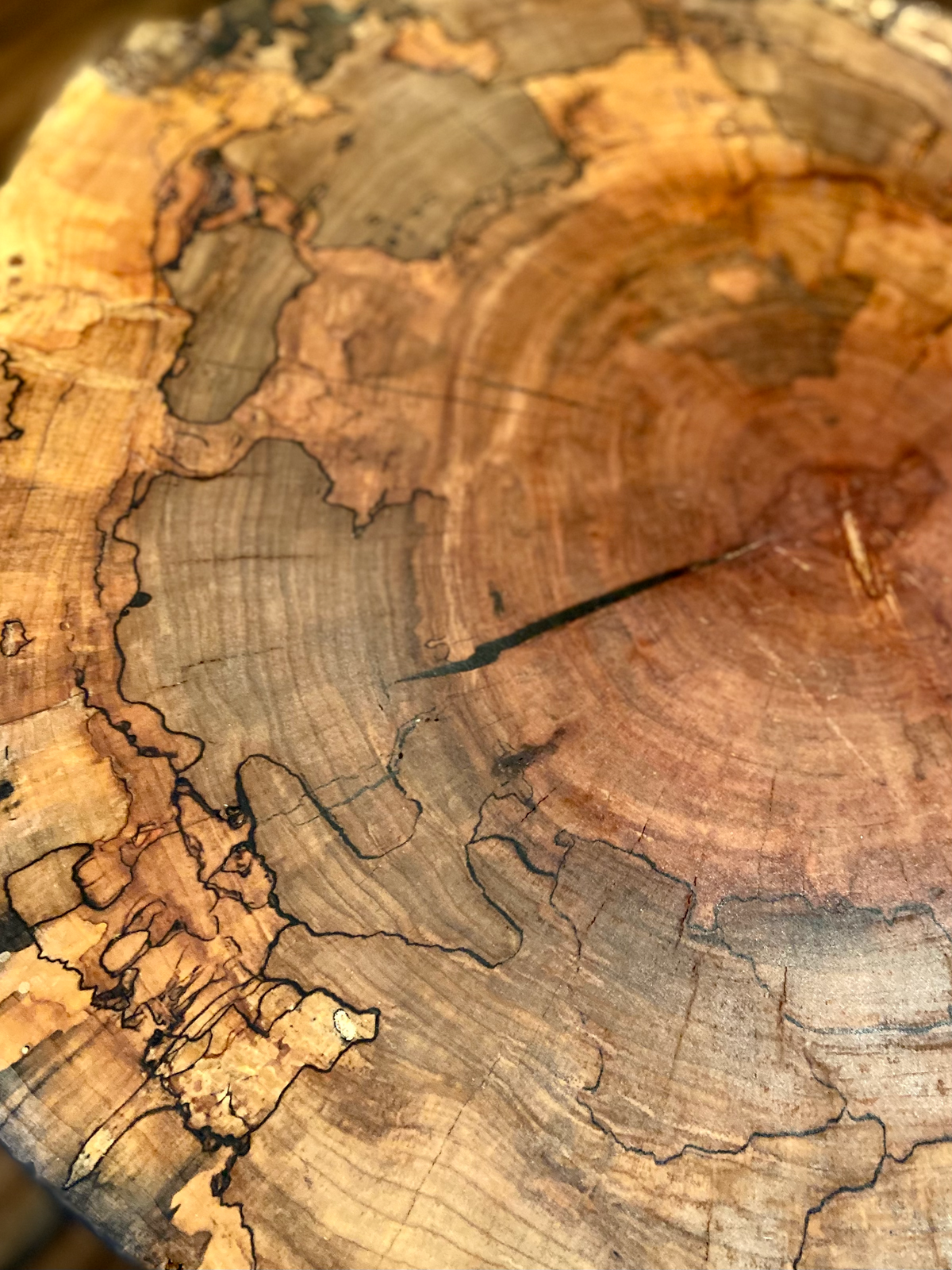 Round Wafer Natural Raw Edge Spalted Maple Accent Tables*Contemporary Rustic Live Edge Wormy Maple End Tables*Spalted Maple Accent Table Set