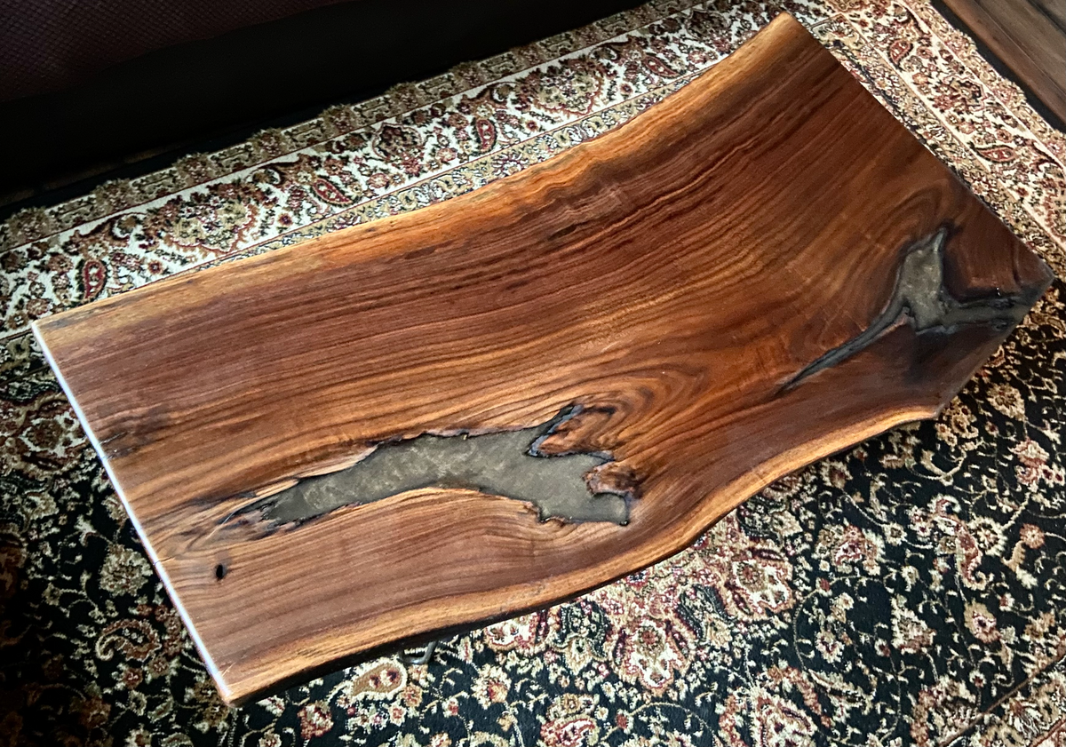 Rustic Live Edge Walnut Coffee Table, Live Edge Walnut Wood Coffee Table, Natural Edge Black Walnut Coffee Table, Rustic Coffee Table