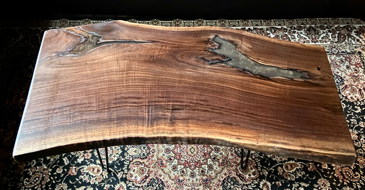 Rustic Live Edge Walnut Coffee Table, Live Edge Walnut Wood Coffee Table, Natural Edge Black Walnut Coffee Table, Rustic Coffee Table
