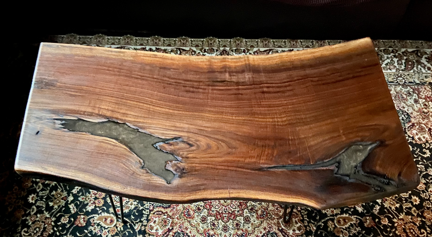 Rustic Live Edge Walnut Coffee Table, Live Edge Walnut Wood Coffee Table, Natural Edge Black Walnut Coffee Table, Rustic Coffee Table