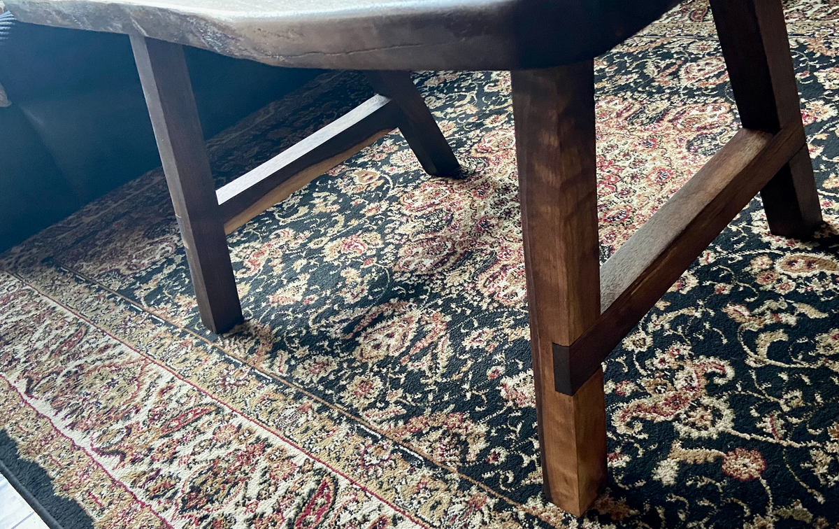 Live Edge Spalted Walnut Coffee Table w/ Handcrafted A-Shape Walnut Wood Legs