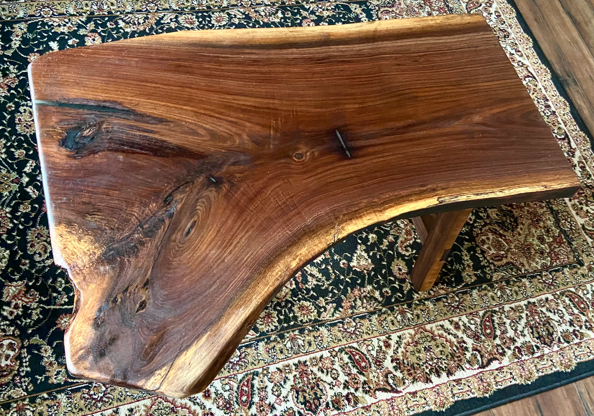 Live Edge Spalted Walnut Coffee Table w/ Handcrafted A-Shape Walnut Wood Legs