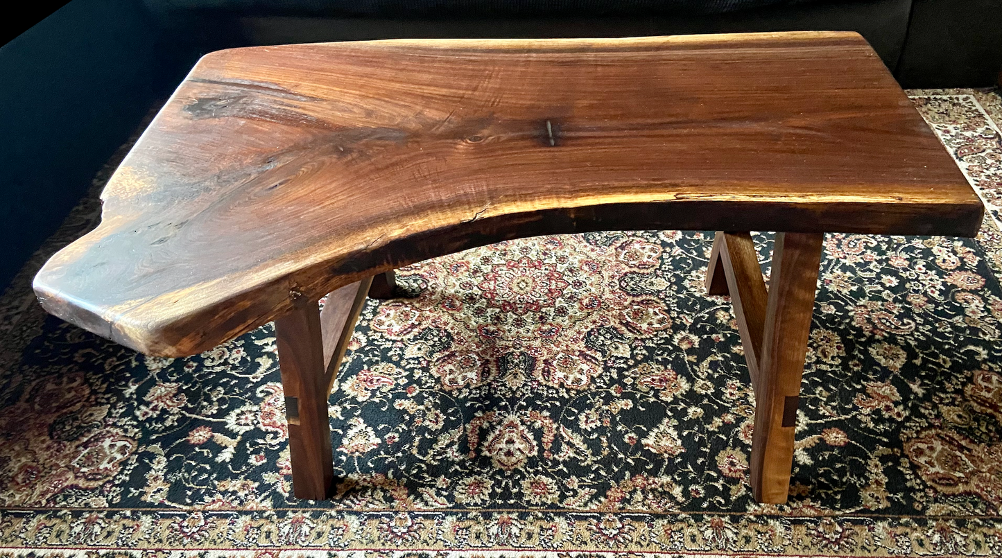 Live Edge Spalted Walnut Coffee Table w/ Handcrafted A-Shape Walnut Wood Legs