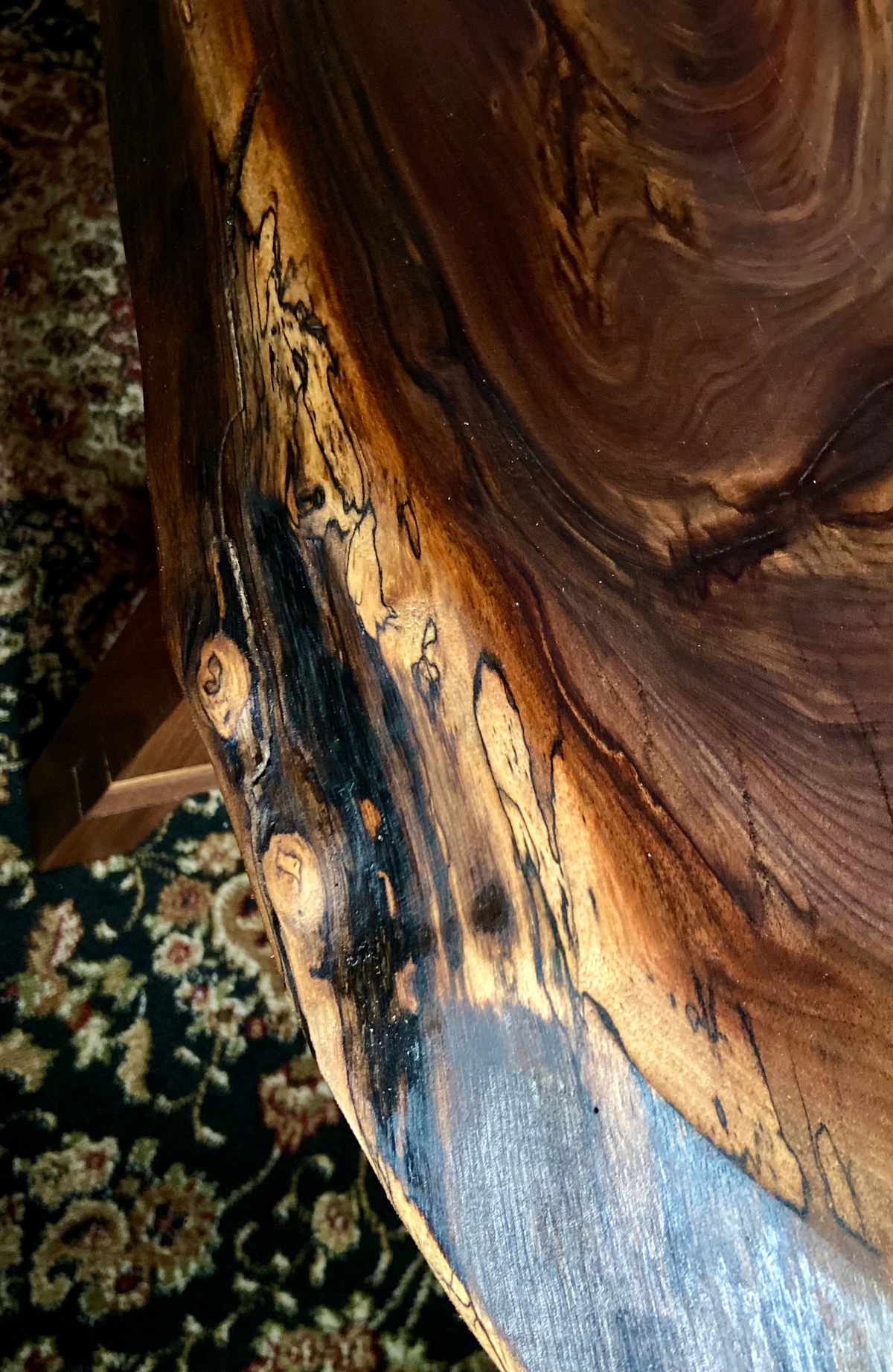 Unique Round Long Live Edge Black Walnut Wood Table,Natural Wood Coffee Table,Live Edge Oval Walnut Coffee Table,Long Live Edge Coffee Table