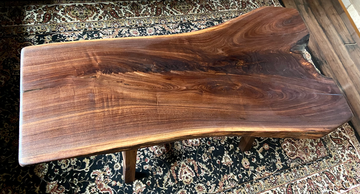 Forked Live Edge Black Walnut Wood Rustic Coffee Table