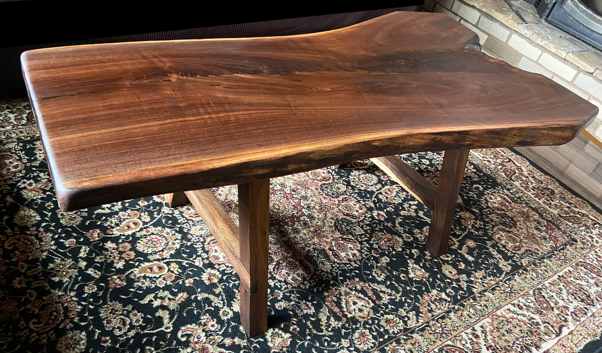 Forked Live Edge Black Walnut Wood Rustic Coffee Table