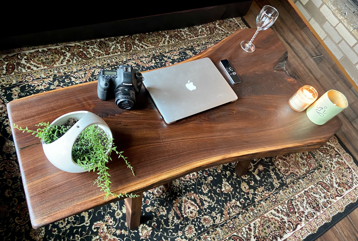 Forked Live Edge Black Walnut Wood Rustic Coffee Table