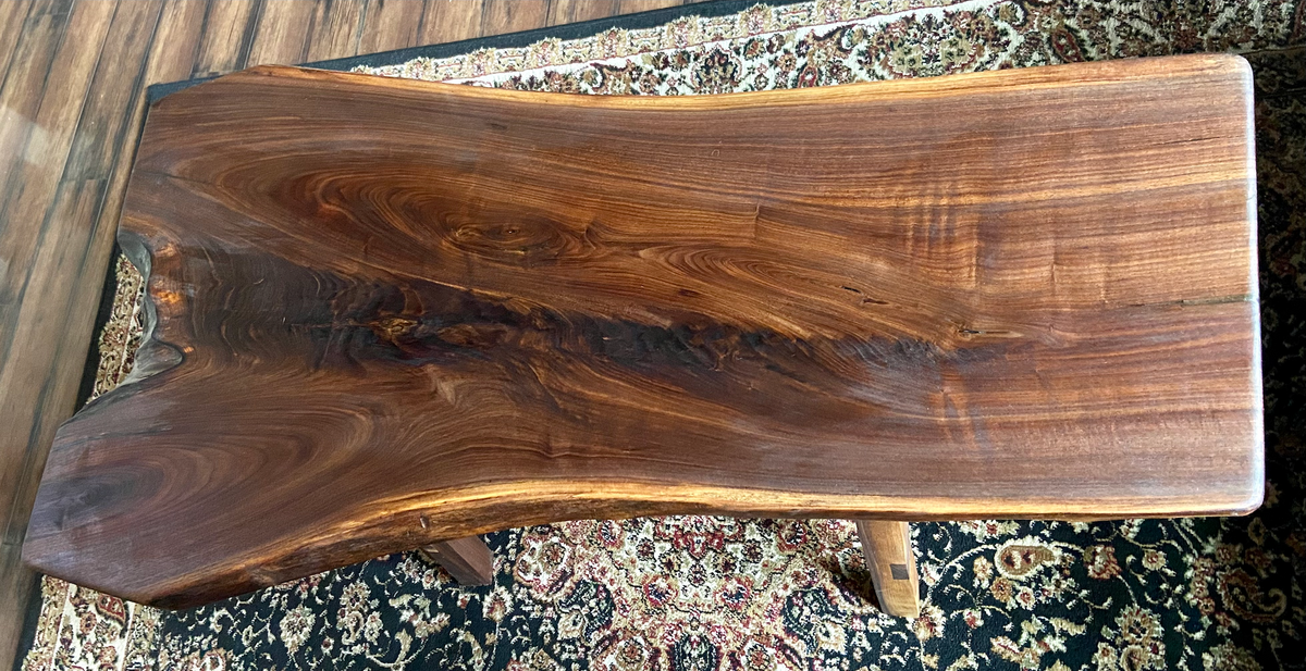 Forked Live Edge Black Walnut Wood Rustic Coffee Table
