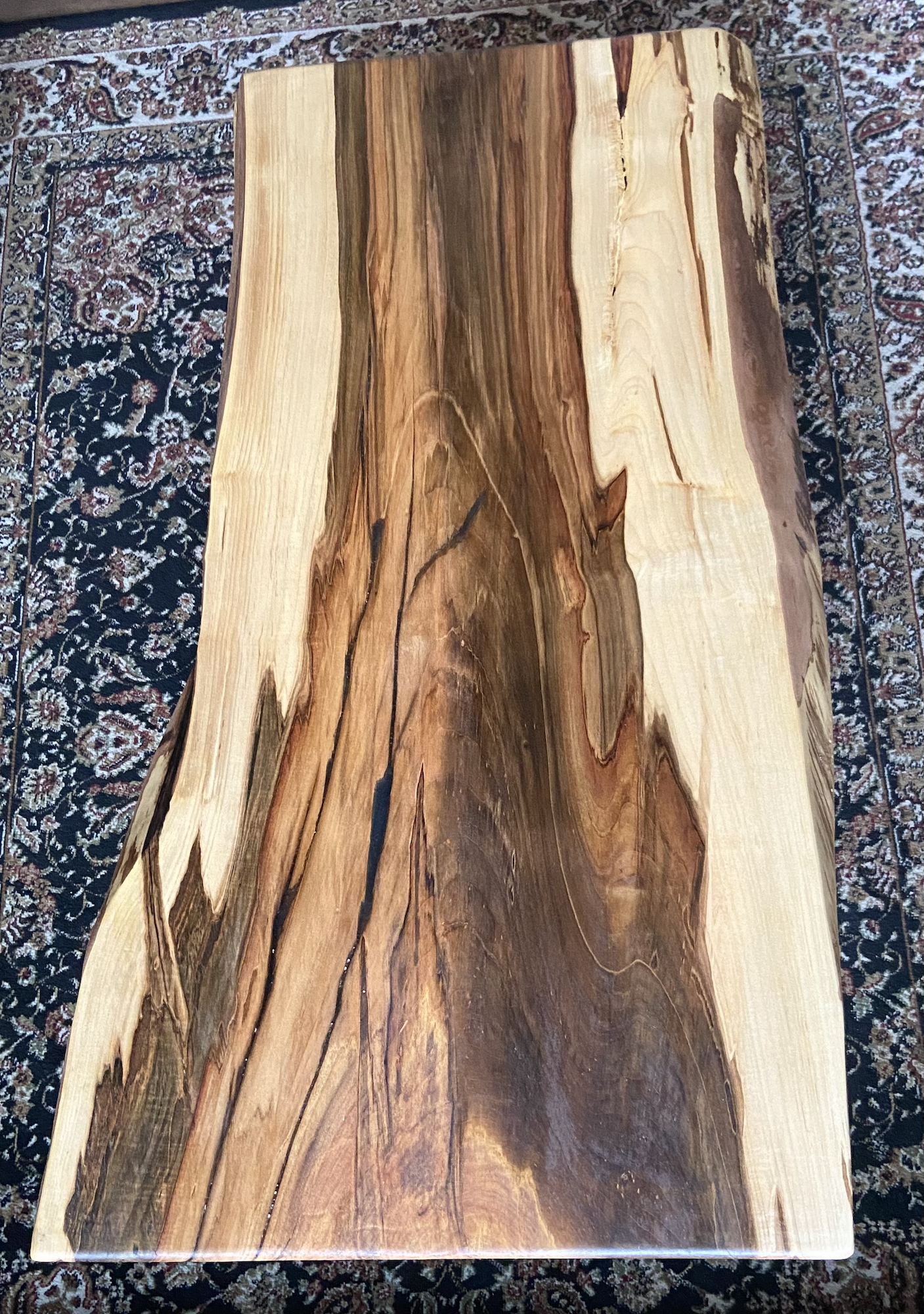 Stunning High Figure Live Edge Wormy Ambrosia Maple Coffee Table, Live Edge Maple Table, Wormy Maple Coffee Table, Natural Live Edge Table