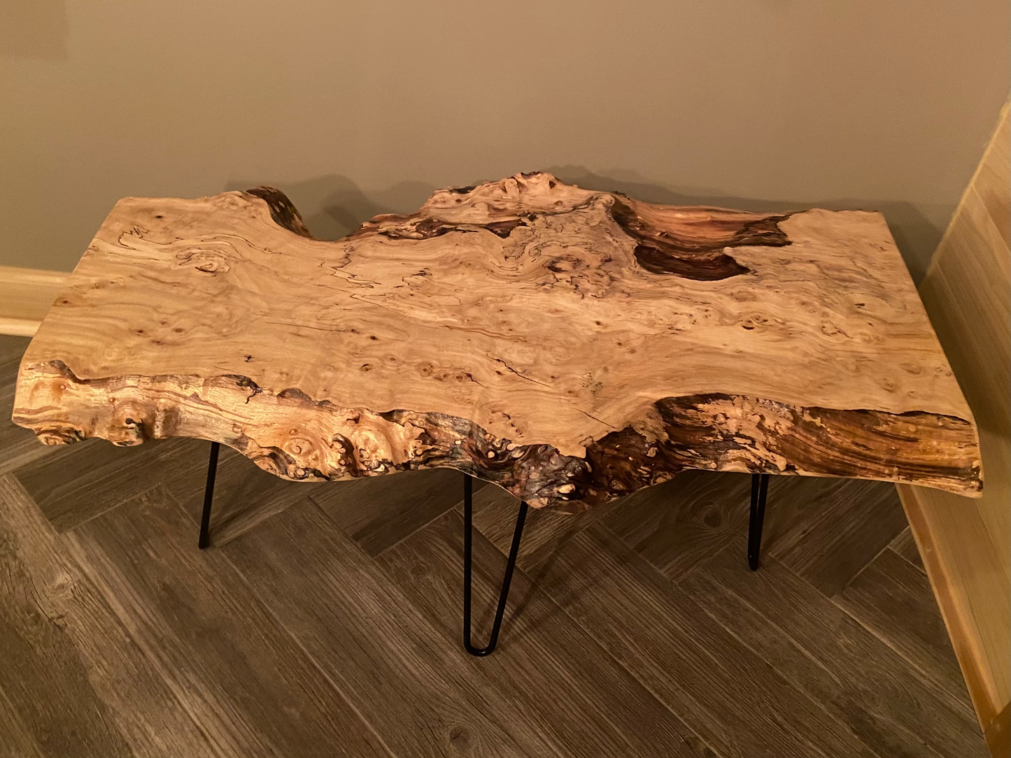 rustic rugged spalted maple live edge coffee table unique spalted maple coffee table spalted maple slab with burls