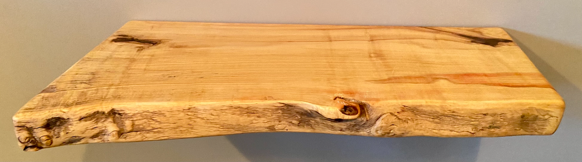 Wormy Ambrosia Flame Live Edge Boxelder Floating Shelf, Live Edge Flaming Boxelder, Live Edge Floating Shelf, Small Live Edge Bookshelf