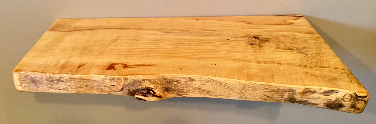 Wormy Ambrosia Flame Live Edge Boxelder Floating Shelf, Live Edge Flaming Boxelder, Live Edge Floating Shelf, Small Live Edge Bookshelf