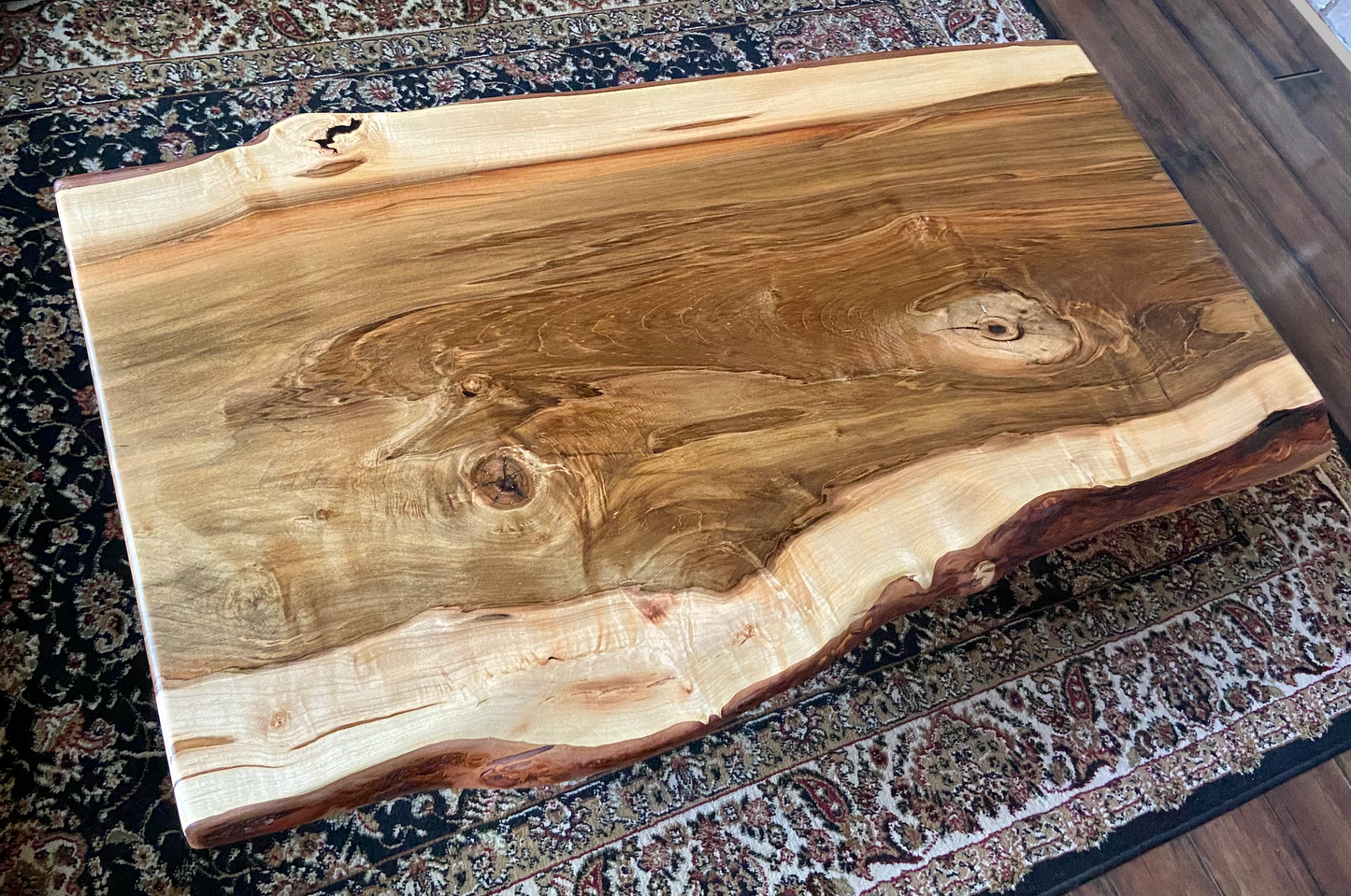 Figure Grade Live Edge Ambrosia Maple Coffee Table, Live Edge Wormy Maple Coffee Table, Live Edge Curly Maple Table, Natural Live Edge Table