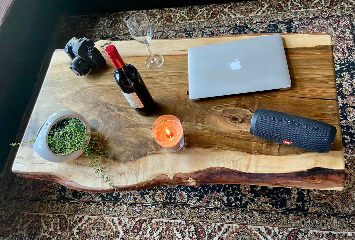 Figure Grade Live Edge Ambrosia Maple Coffee Table, Live Edge Wormy Maple Coffee Table, Live Edge Curly Maple Table, Natural Live Edge Table