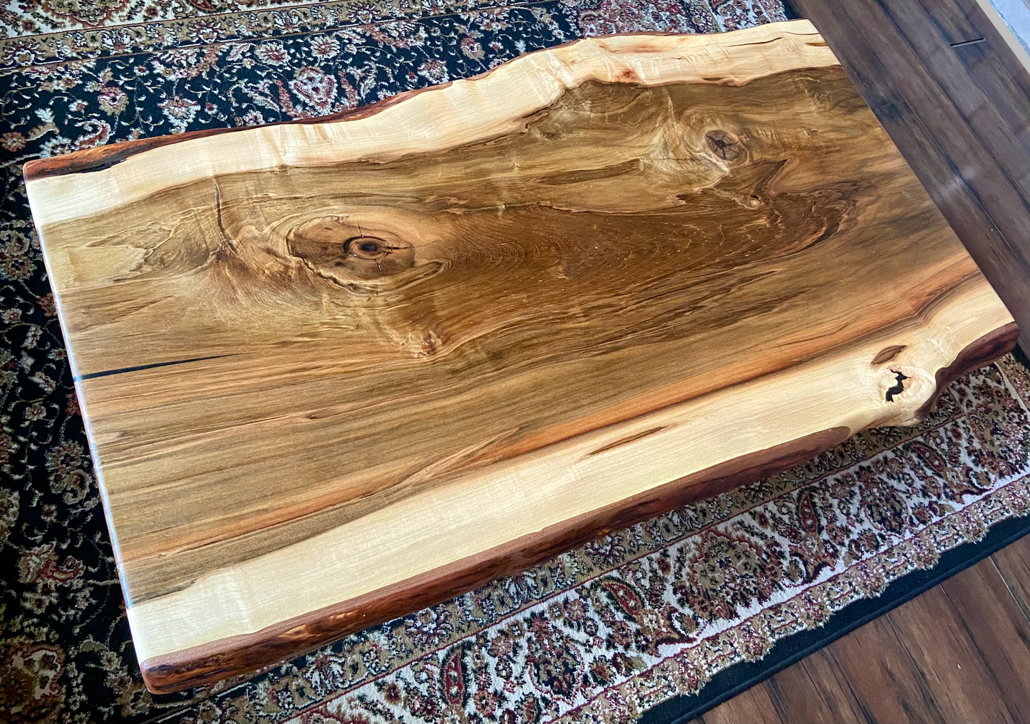 Figure Grade Live Edge Ambrosia Maple Coffee Table, Live Edge Wormy Maple Coffee Table, Live Edge Curly Maple Table, Natural Live Edge Table