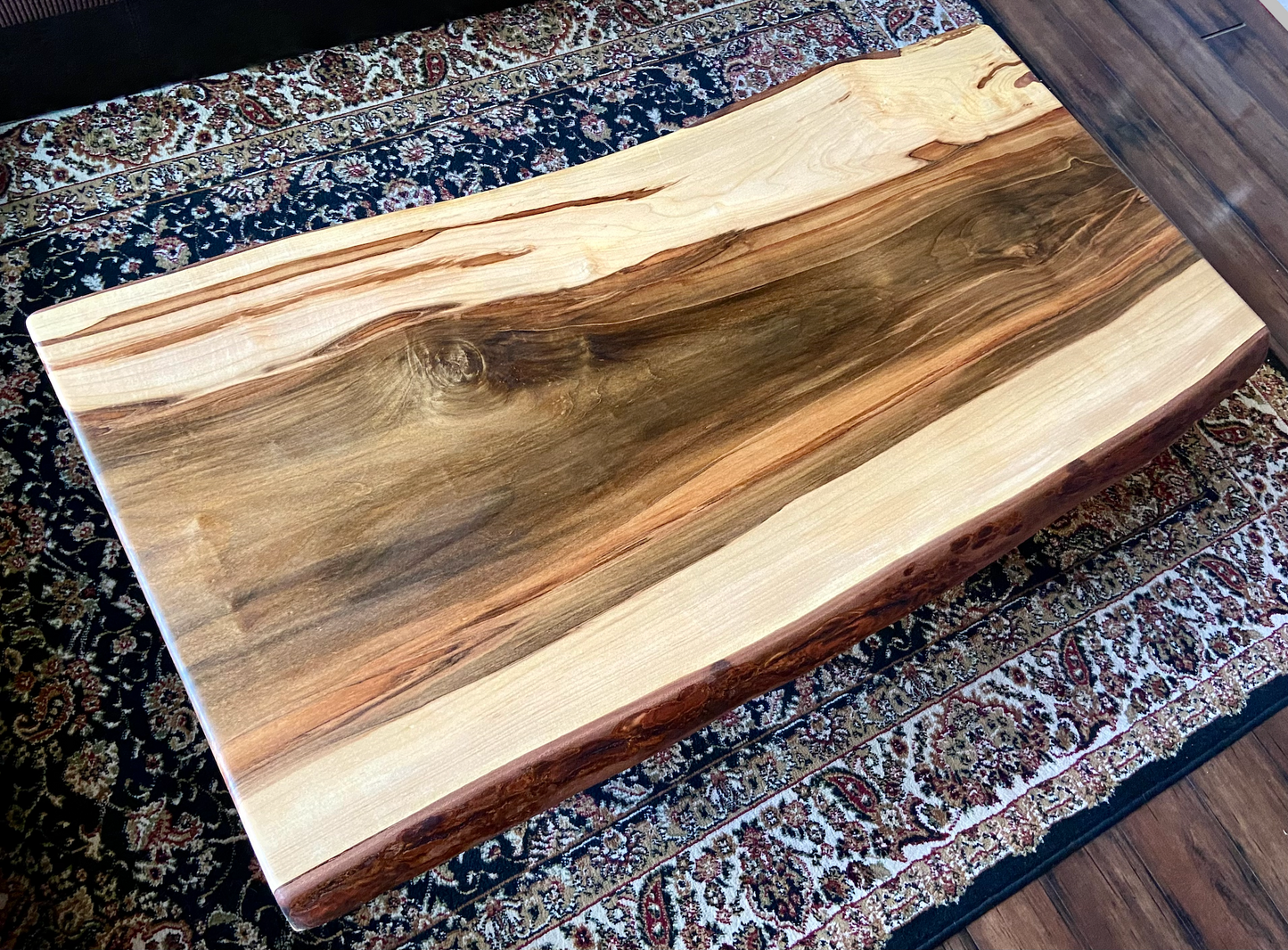Figure Grade Live Edge Ambrosia Maple Coffee Table, Live Edge Wormy Maple Coffee Table, Live Edge Curly Maple Table, Natural Live Edge Table