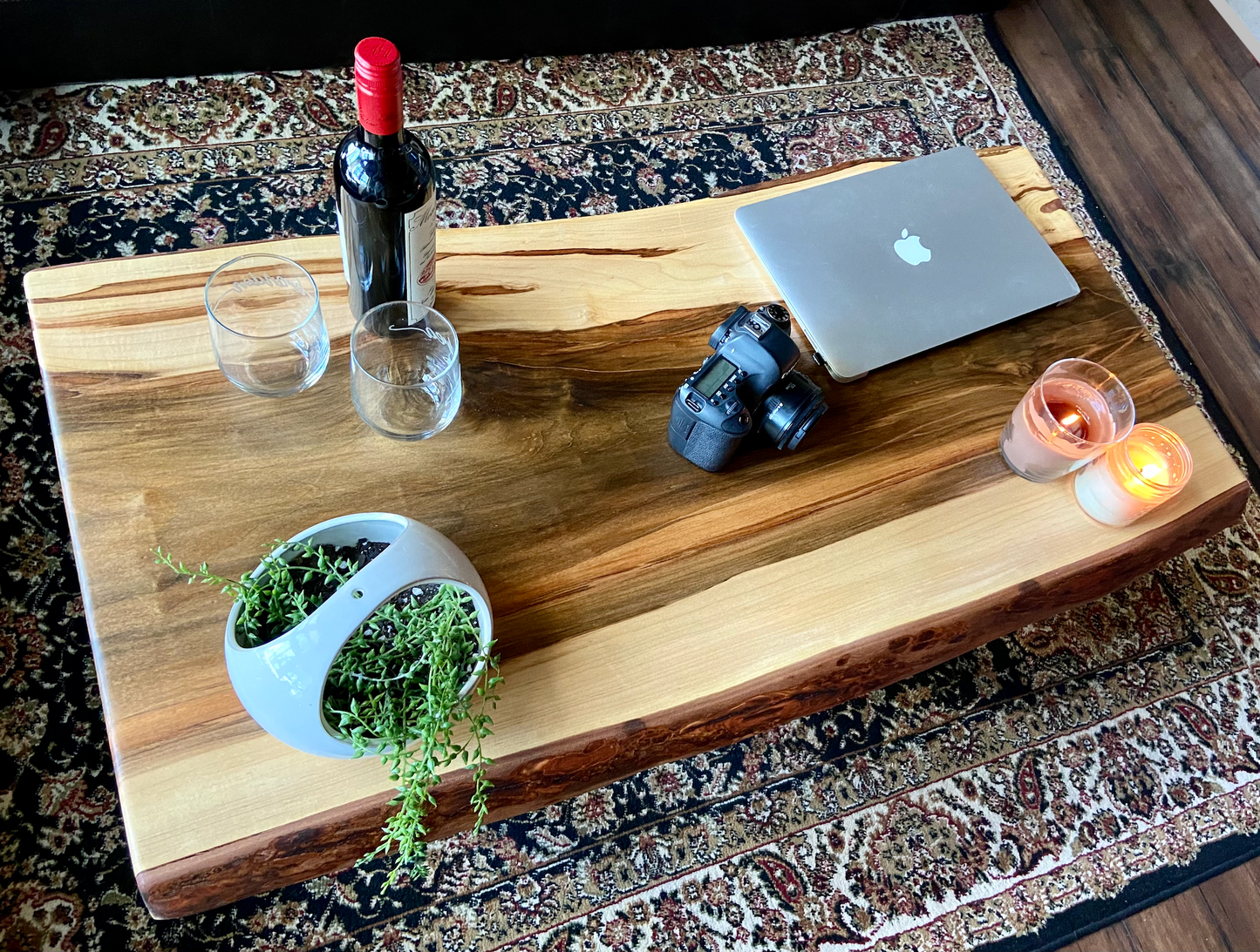 Figure Grade Live Edge Ambrosia Maple Coffee Table, Live Edge Wormy Maple Coffee Table, Live Edge Curly Maple Table, Natural Live Edge Table