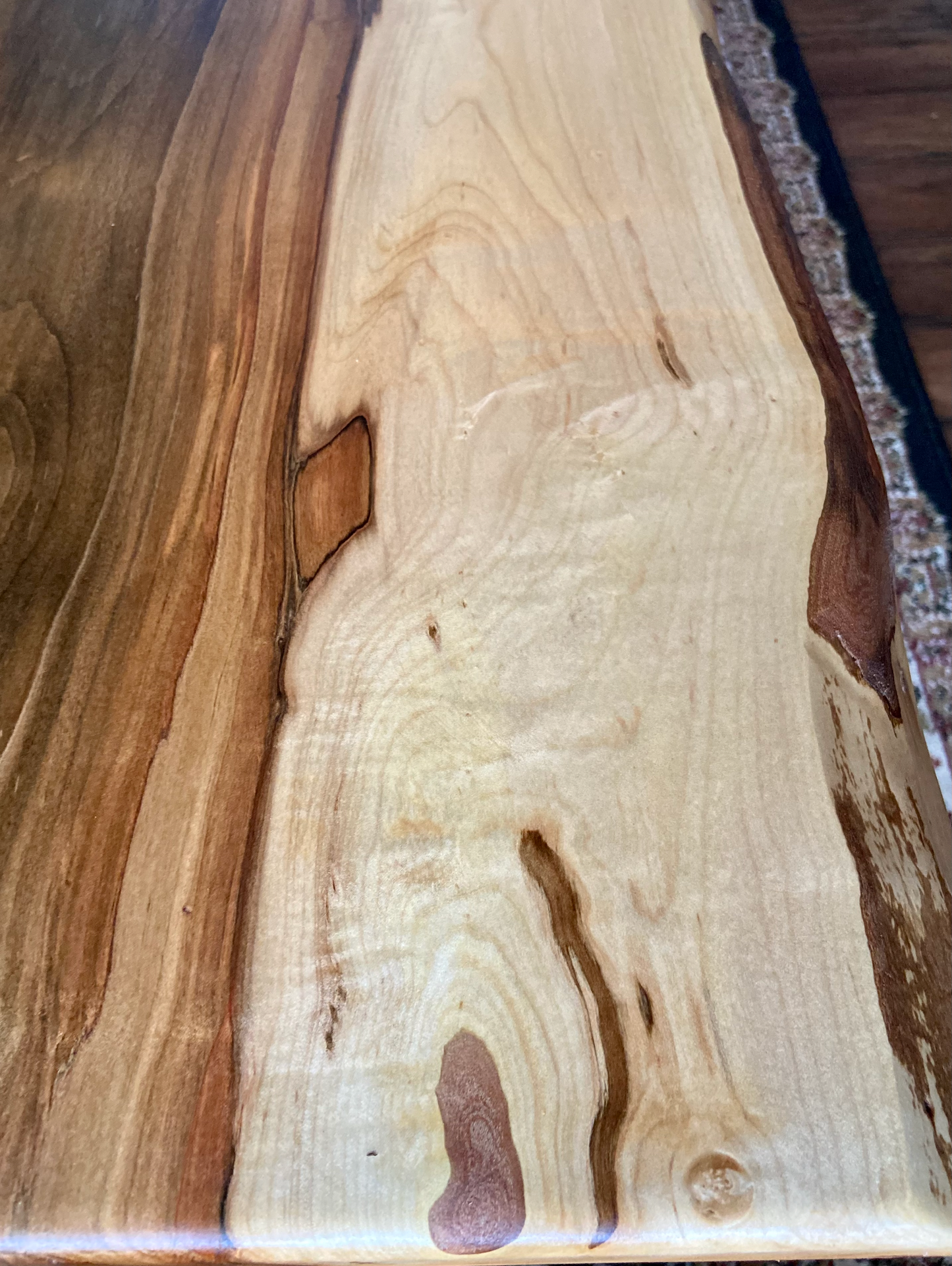 Figure Grade Live Edge Ambrosia Maple Coffee Table, Live Edge Wormy Maple Coffee Table, Live Edge Curly Maple Table, Natural Live Edge Table