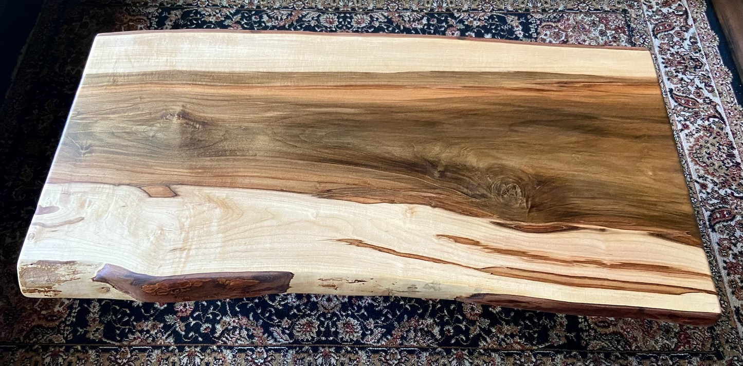 Figure Grade Live Edge Ambrosia Maple Coffee Table, Live Edge Wormy Maple Coffee Table, Live Edge Curly Maple Table, Natural Live Edge Table