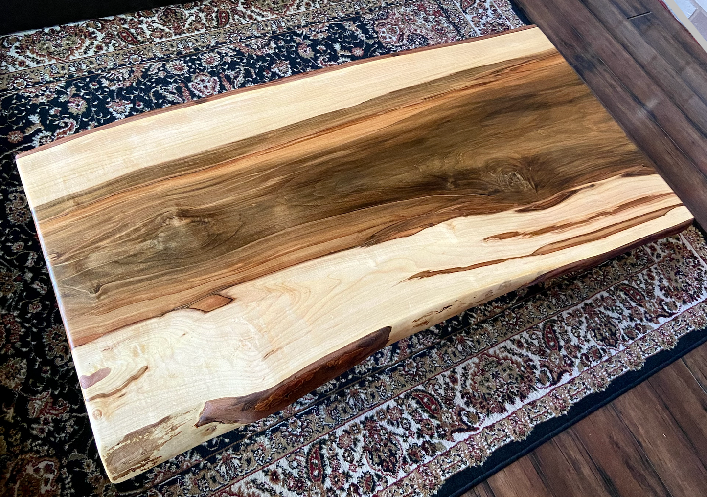 Figure Grade Live Edge Ambrosia Maple Coffee Table, Live Edge Wormy Maple Coffee Table, Live Edge Curly Maple Table, Natural Live Edge Table