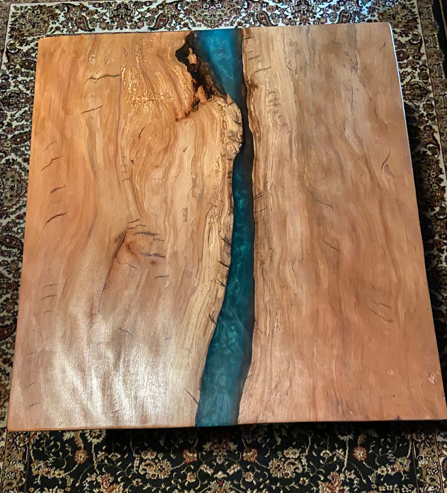 Large Sycamore Epoxy Resin River Pour Table