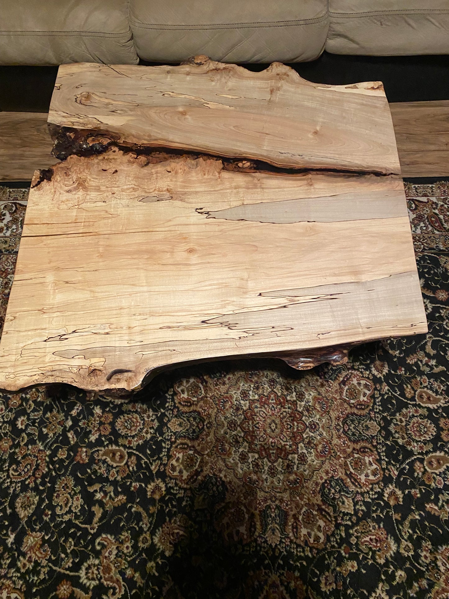 Short and Wide Live Edge Spalted Maple with Gray Accents