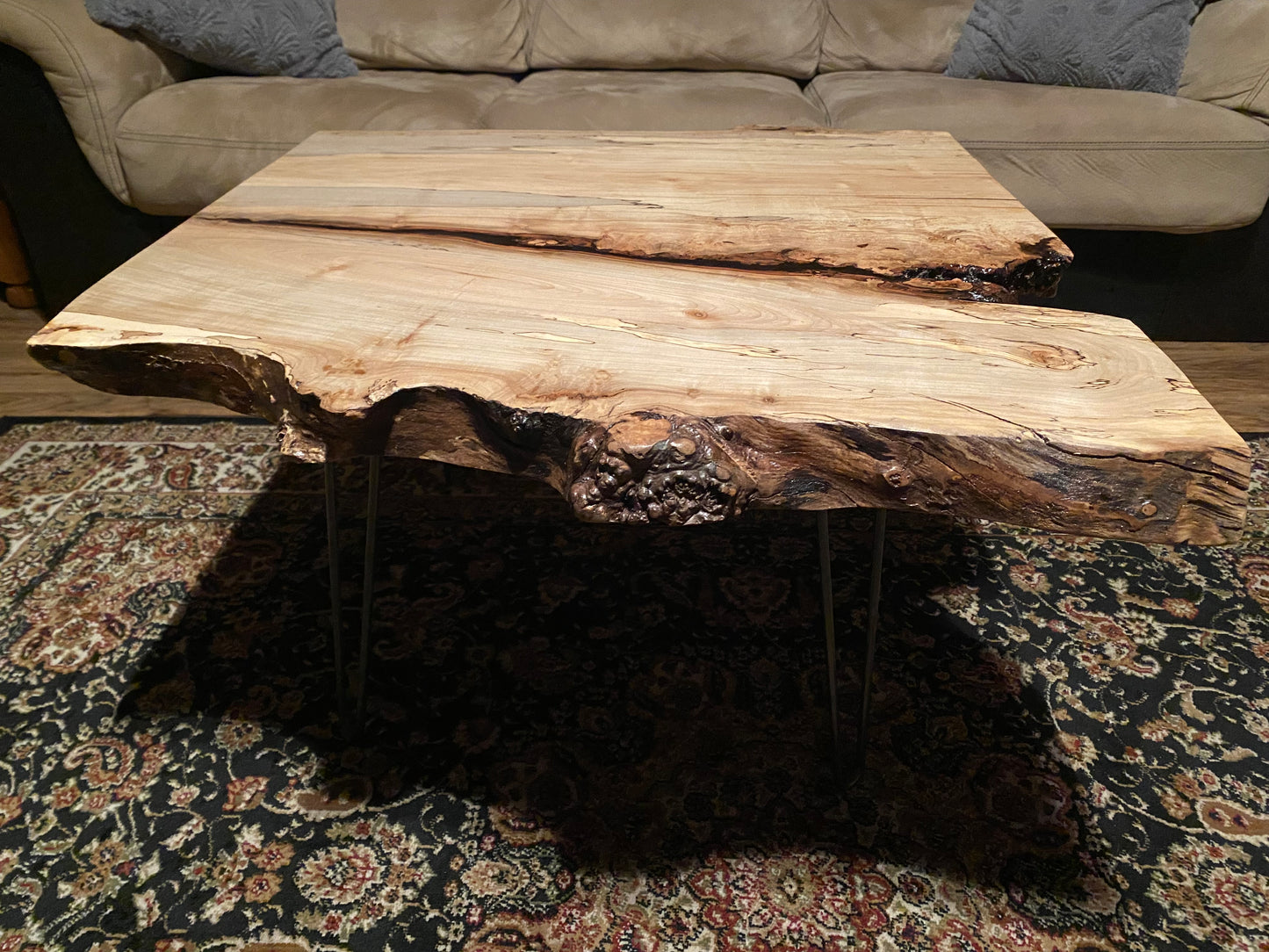 Short and Wide Live Edge Spalted Maple with Gray Accents