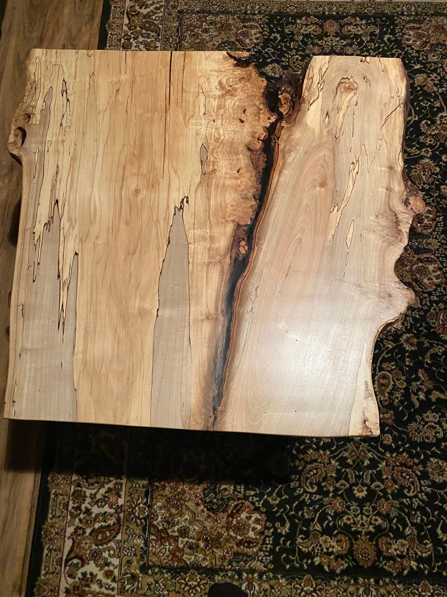 Short and Wide Live Edge Spalted Maple with Gray Accents