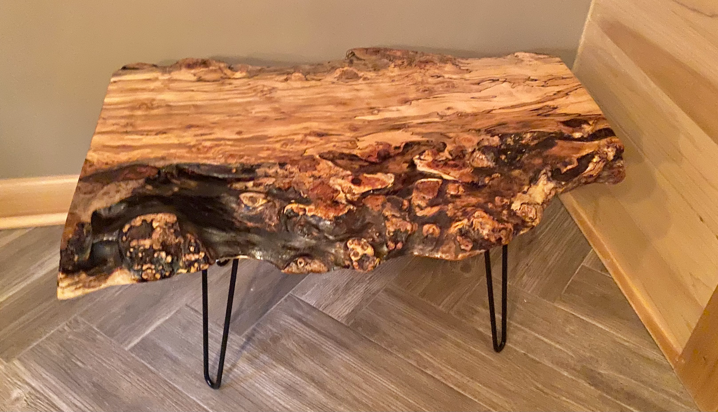 Live Edge Burl Maple Table Set