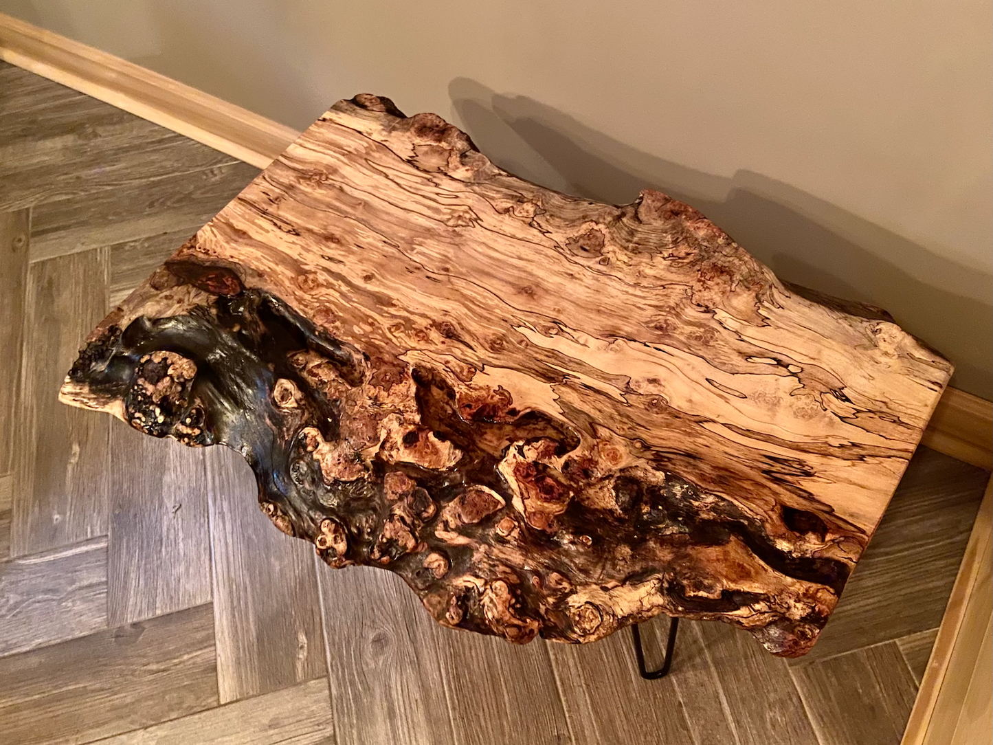 Live Edge Burl Maple Table Set