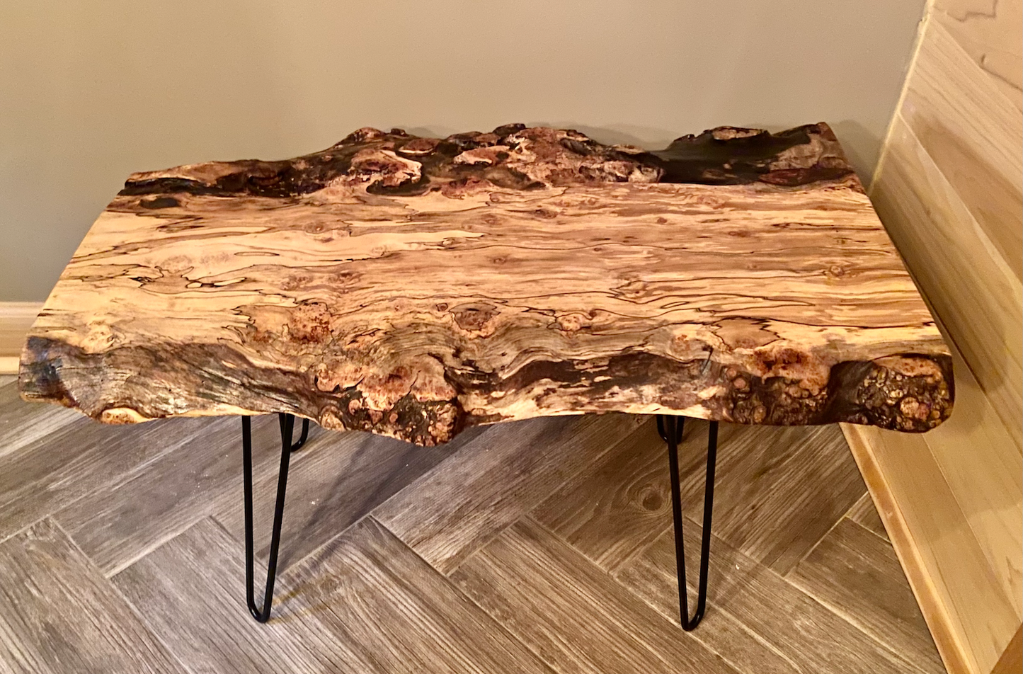 Live Edge Burl Maple Table Set