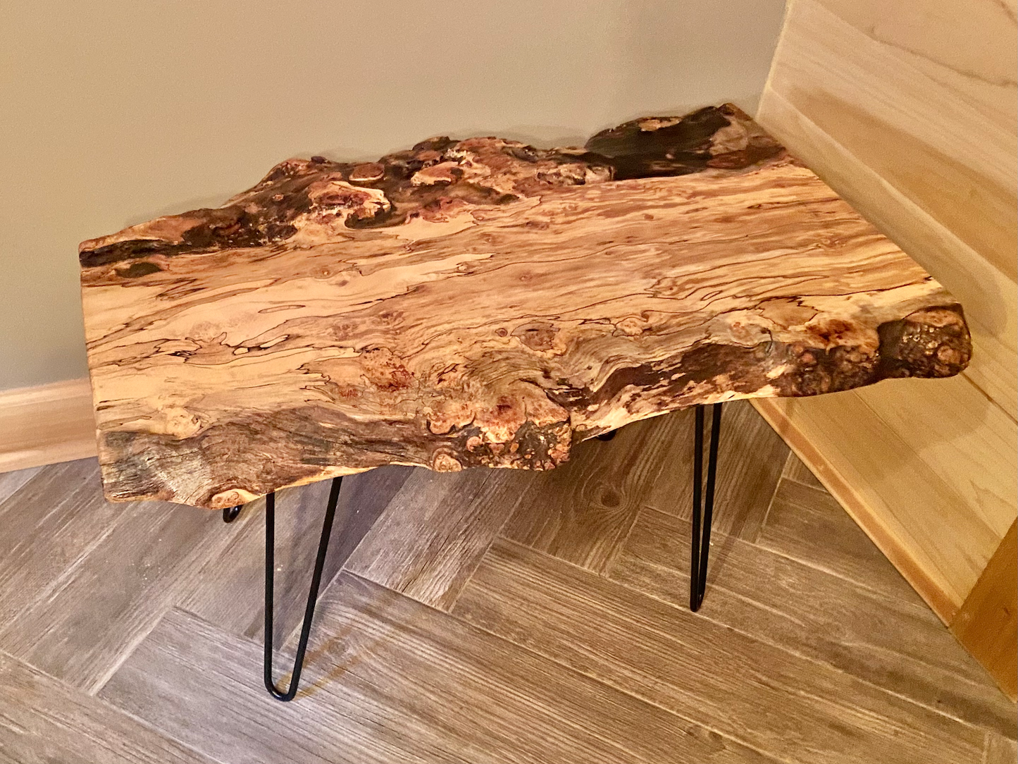 Live Edge Burl Maple Table Set