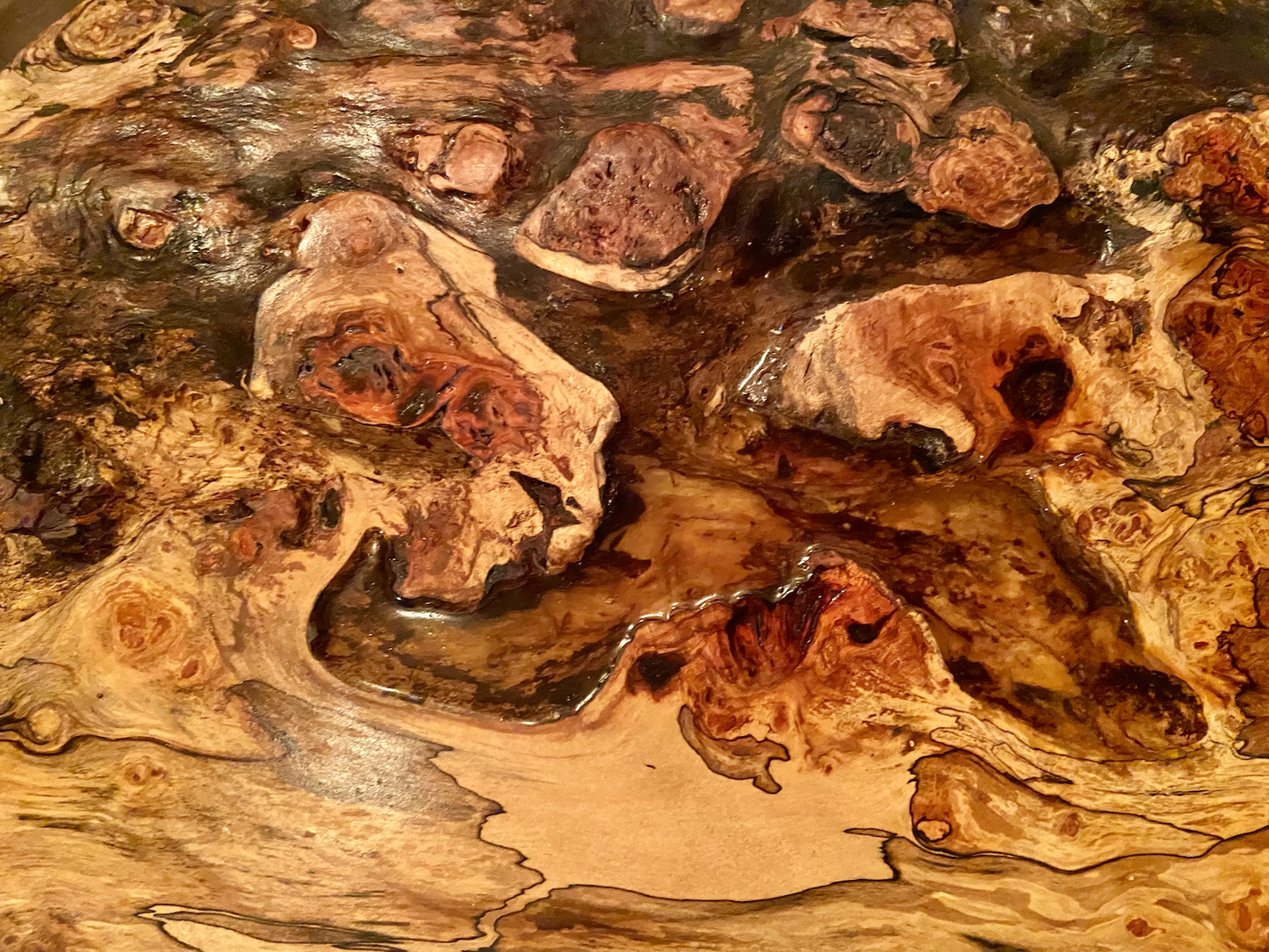 Live Edge Burl Maple Table Set