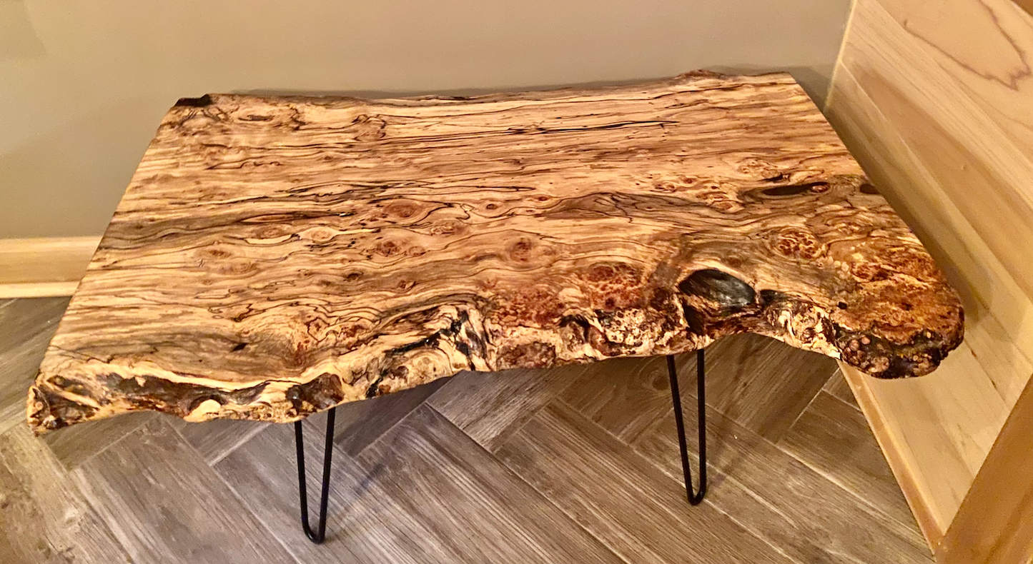 Live Edge Burl Maple Table Set