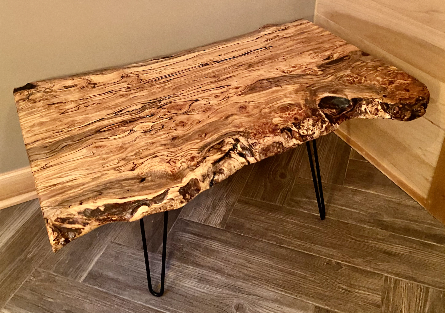 Live Edge Burl Maple Table Set