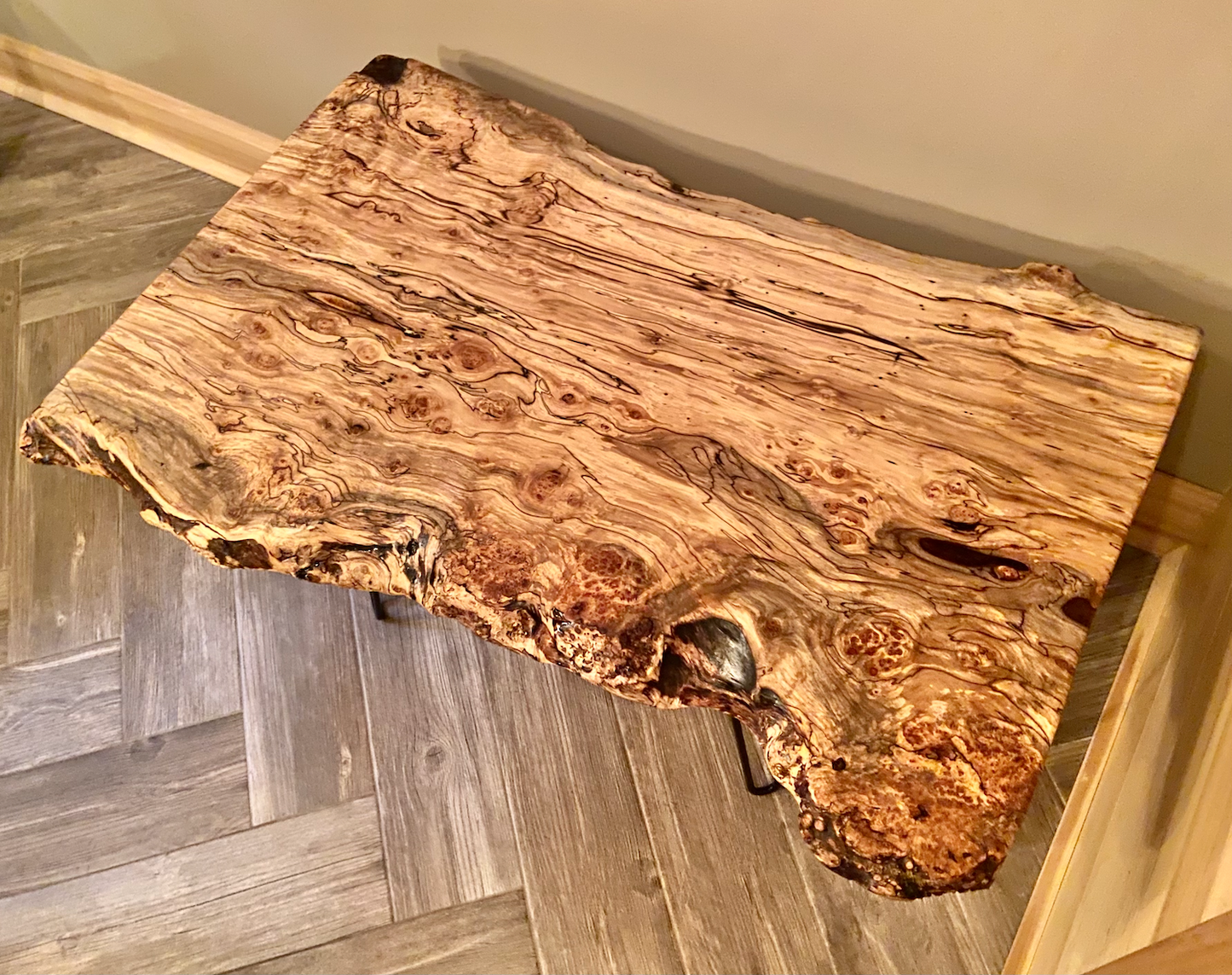 Live Edge Burl Maple Table Set