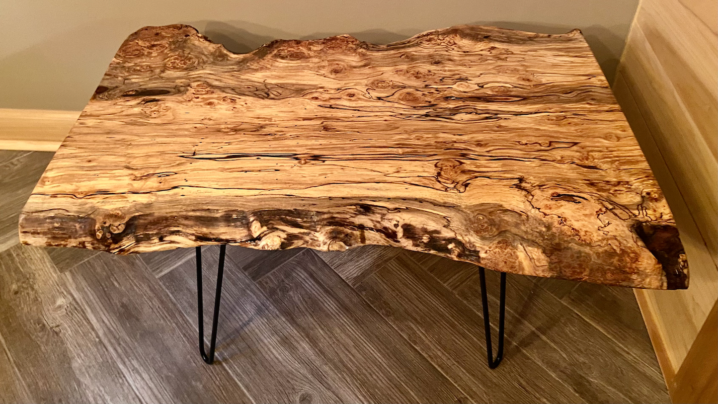 Live Edge Burl Maple Table Set