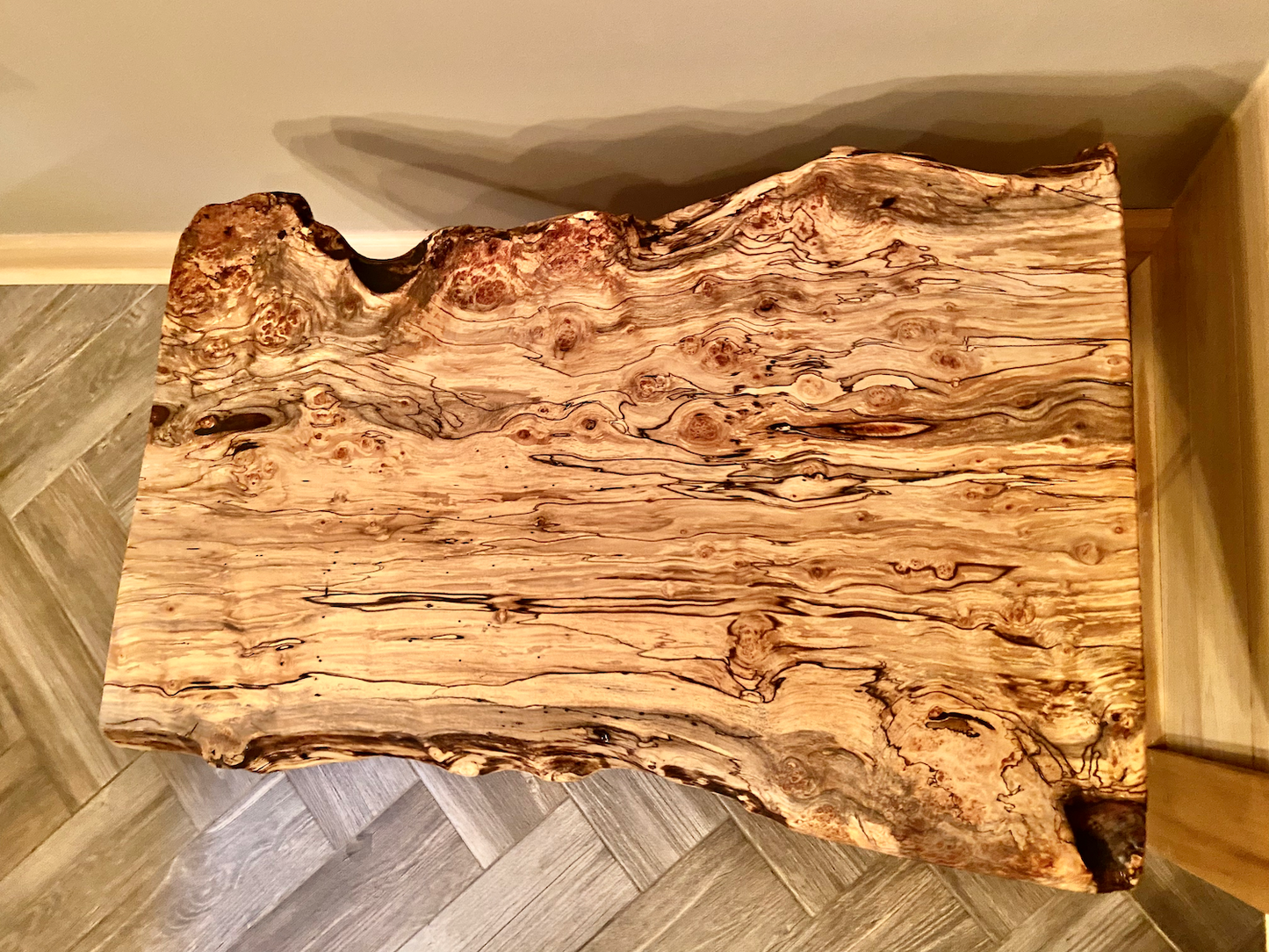 Live Edge Burl Maple Table Set