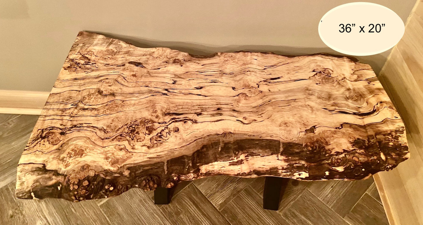 Unique Mid-Size Live Edge Spalted Maple Coffee Table - 36" x 20" (SOLD)
