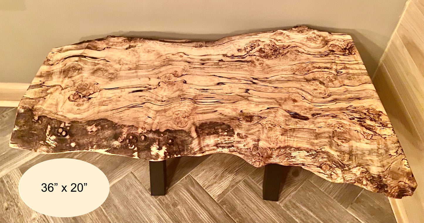 Unique Mid-Size Live Edge Spalted Maple Coffee Table - 36" x 20" (SOLD)