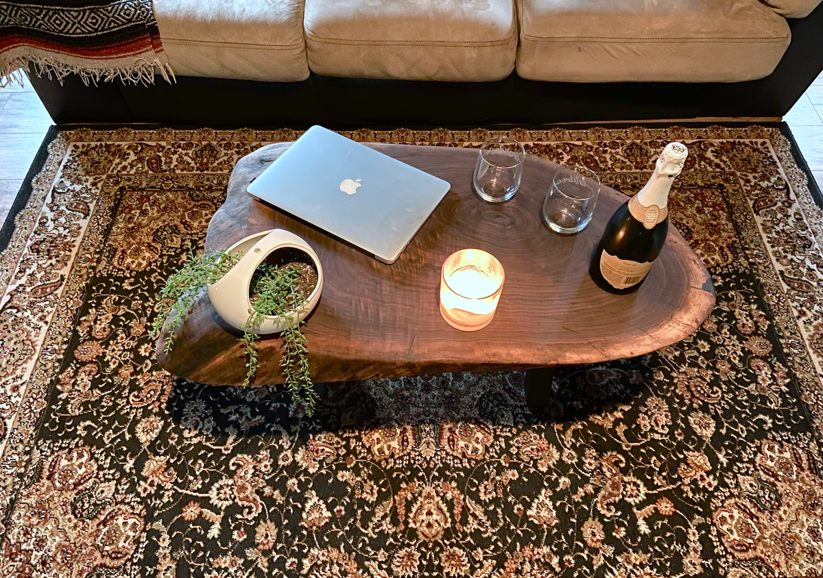 Mid-Size Round Unique Live Edge Black Walnut Table - 39" x 20" (SOLD)