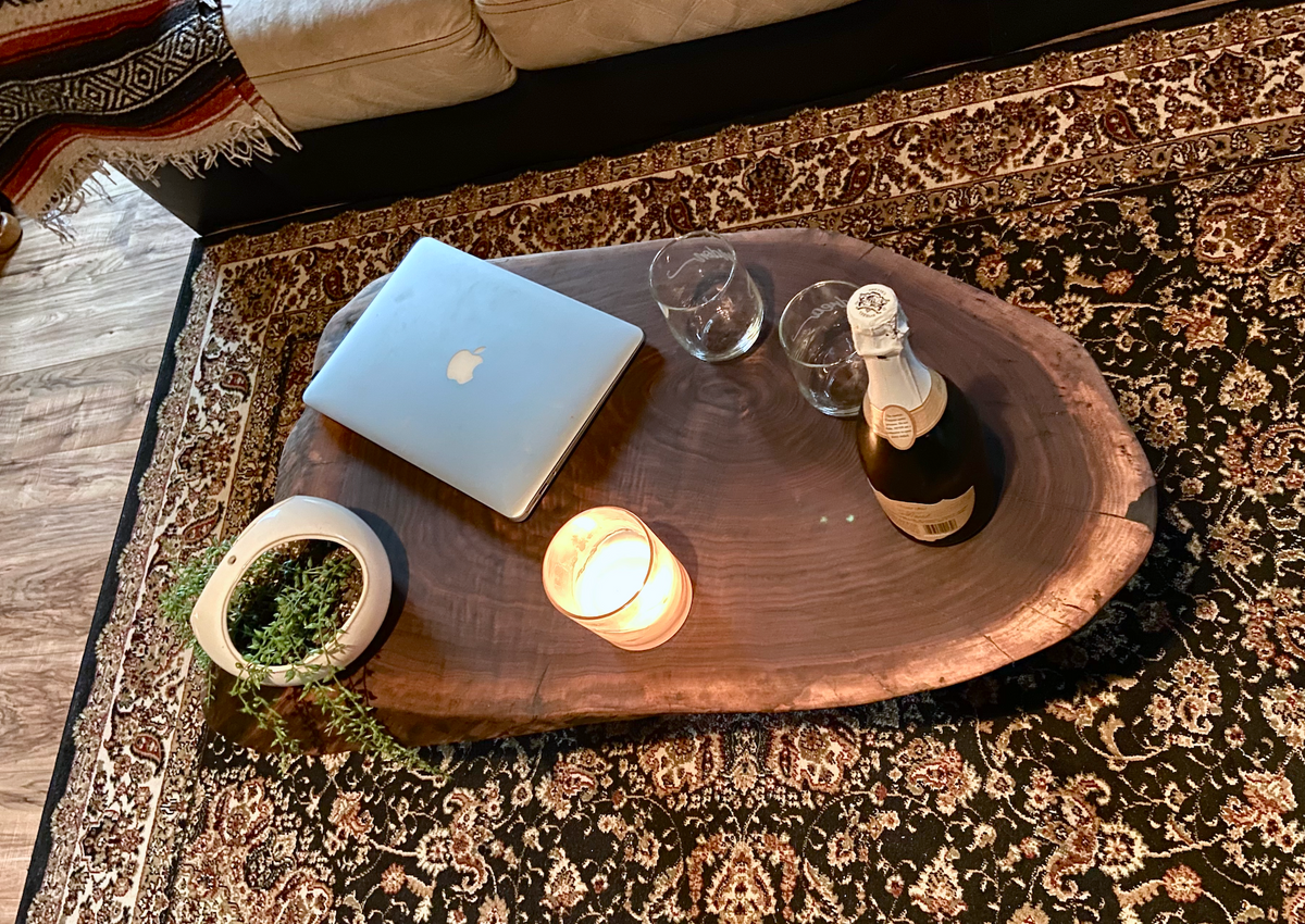 Mid-Size Round Unique Live Edge Black Walnut Table - 39" x 20" (SOLD)