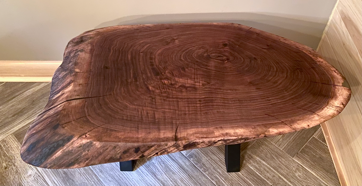 Mid-Size Round Unique Live Edge Black Walnut Table - 39" x 20" (SOLD)