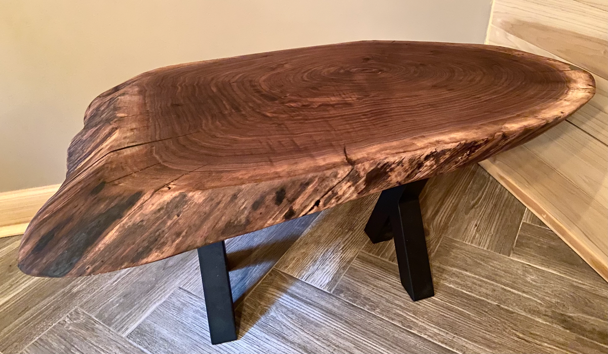 Mid-Size Round Unique Live Edge Black Walnut Table - 39" x 20" (SOLD)
