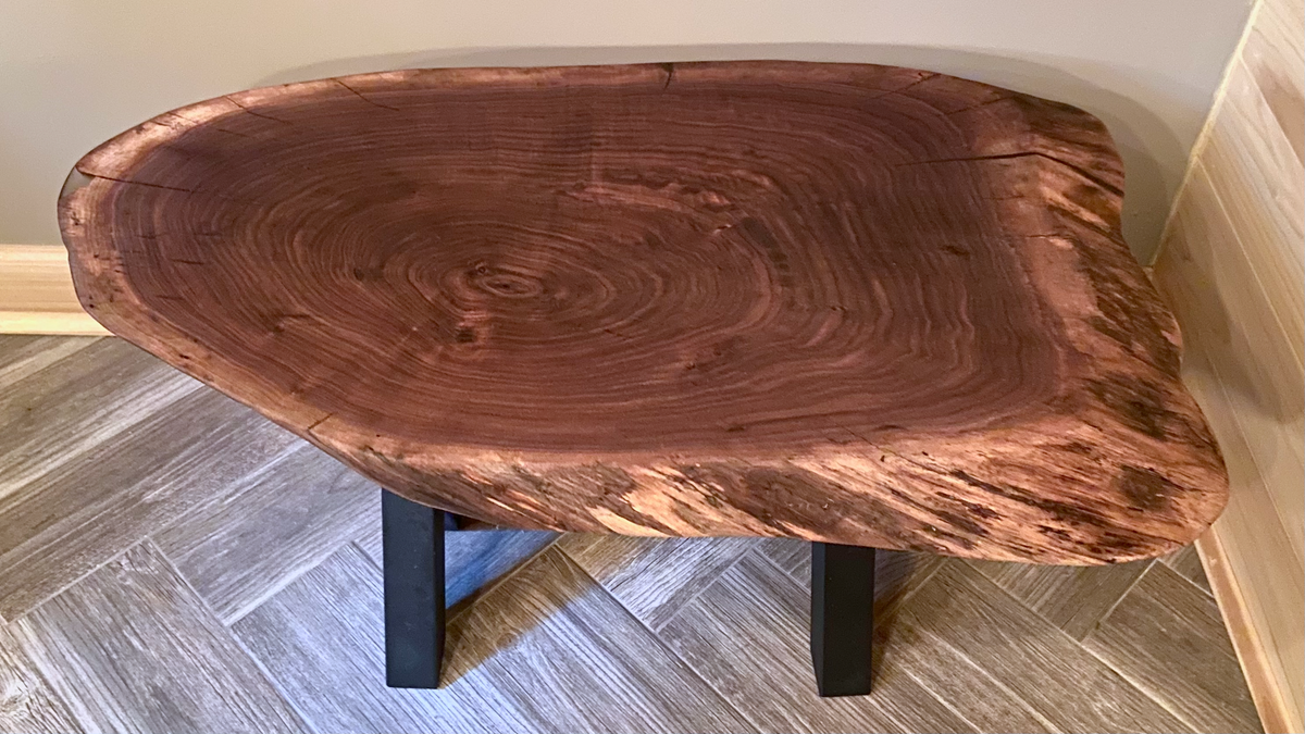 Mid-Size Round Unique Live Edge Black Walnut Table - 39" x 20" (SOLD)