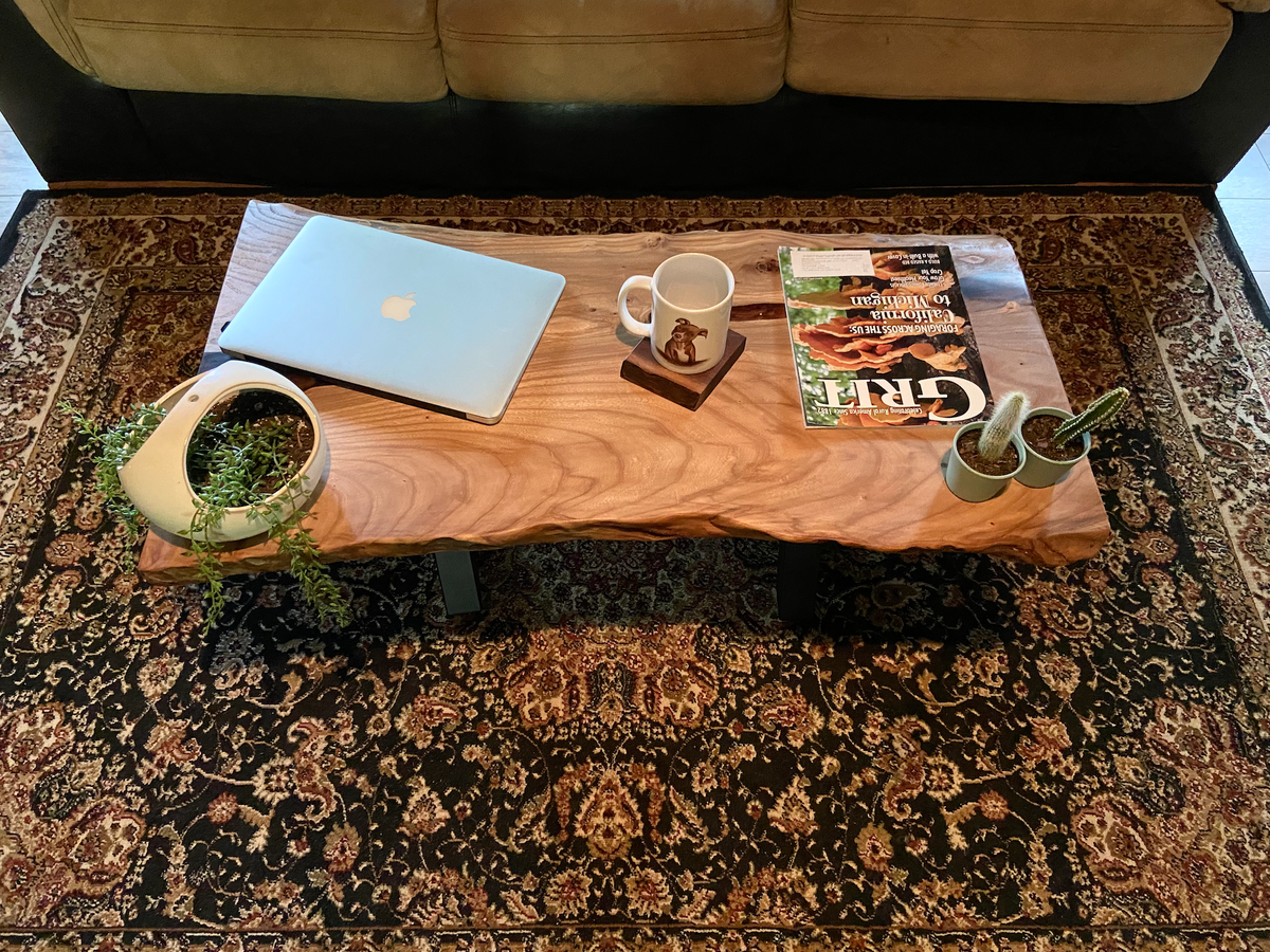 Naturally Beautiful Chestnut Live Edge Table with Clear Epoxy