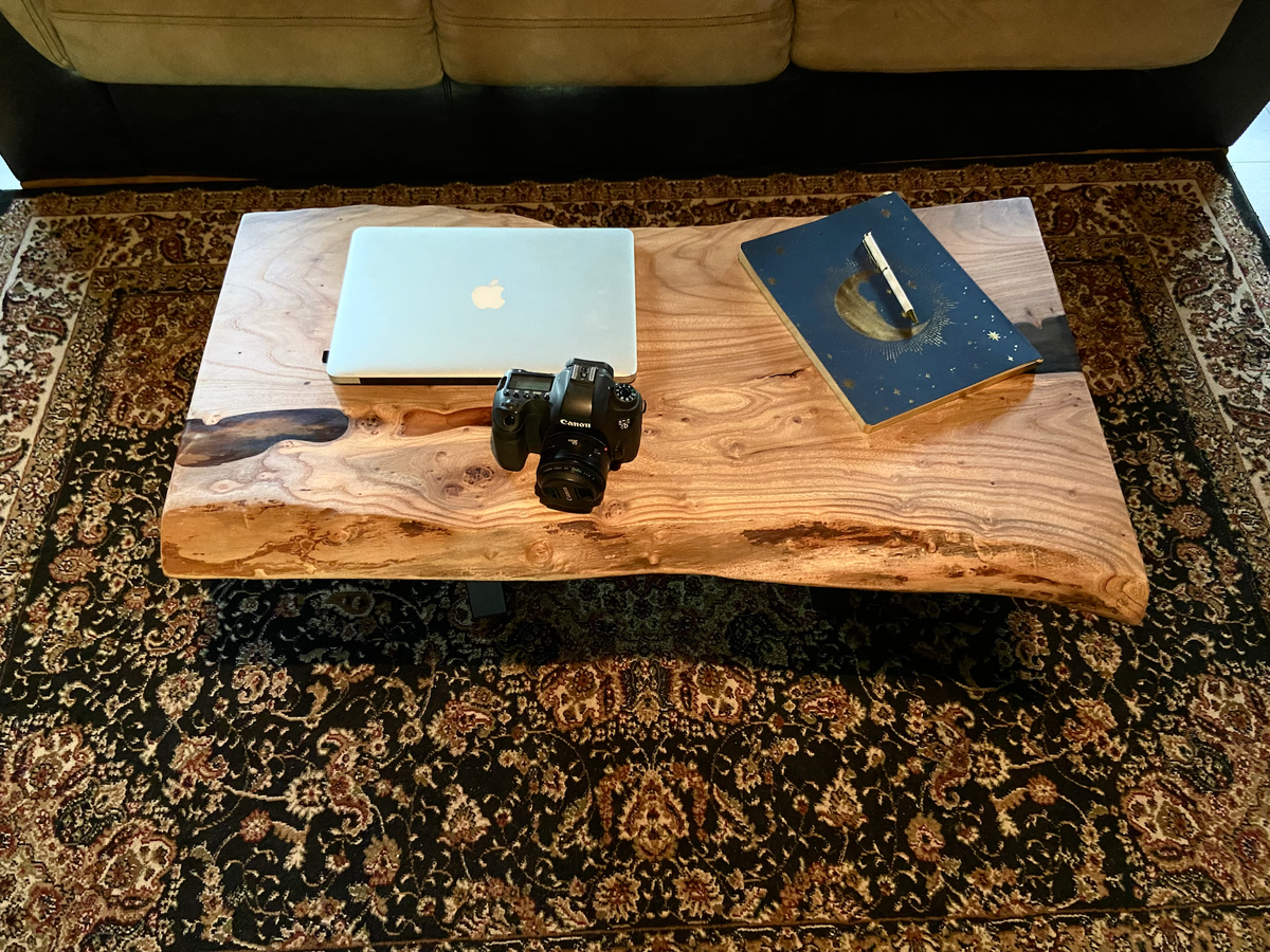 Naturally Beautiful Chestnut Live Edge Table with Clear Epoxy