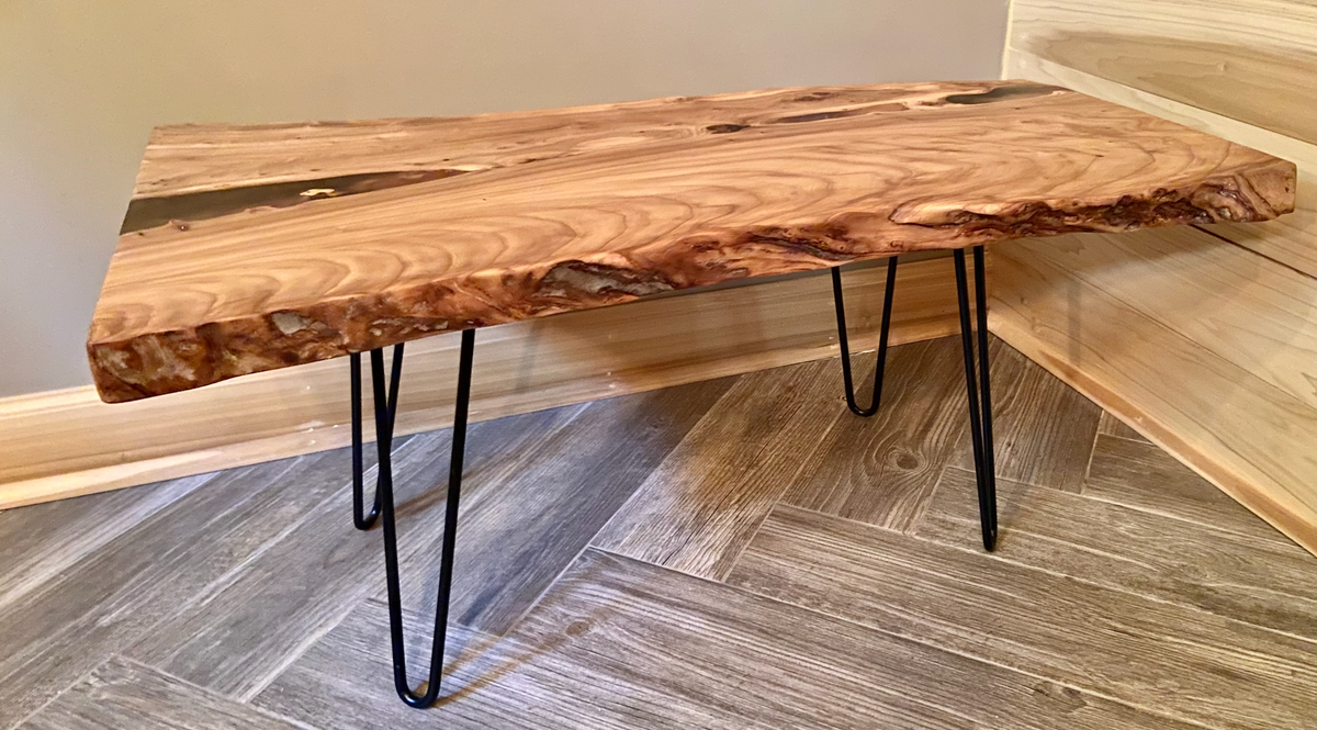 Naturally Beautiful Chestnut Live Edge Table with Clear Epoxy